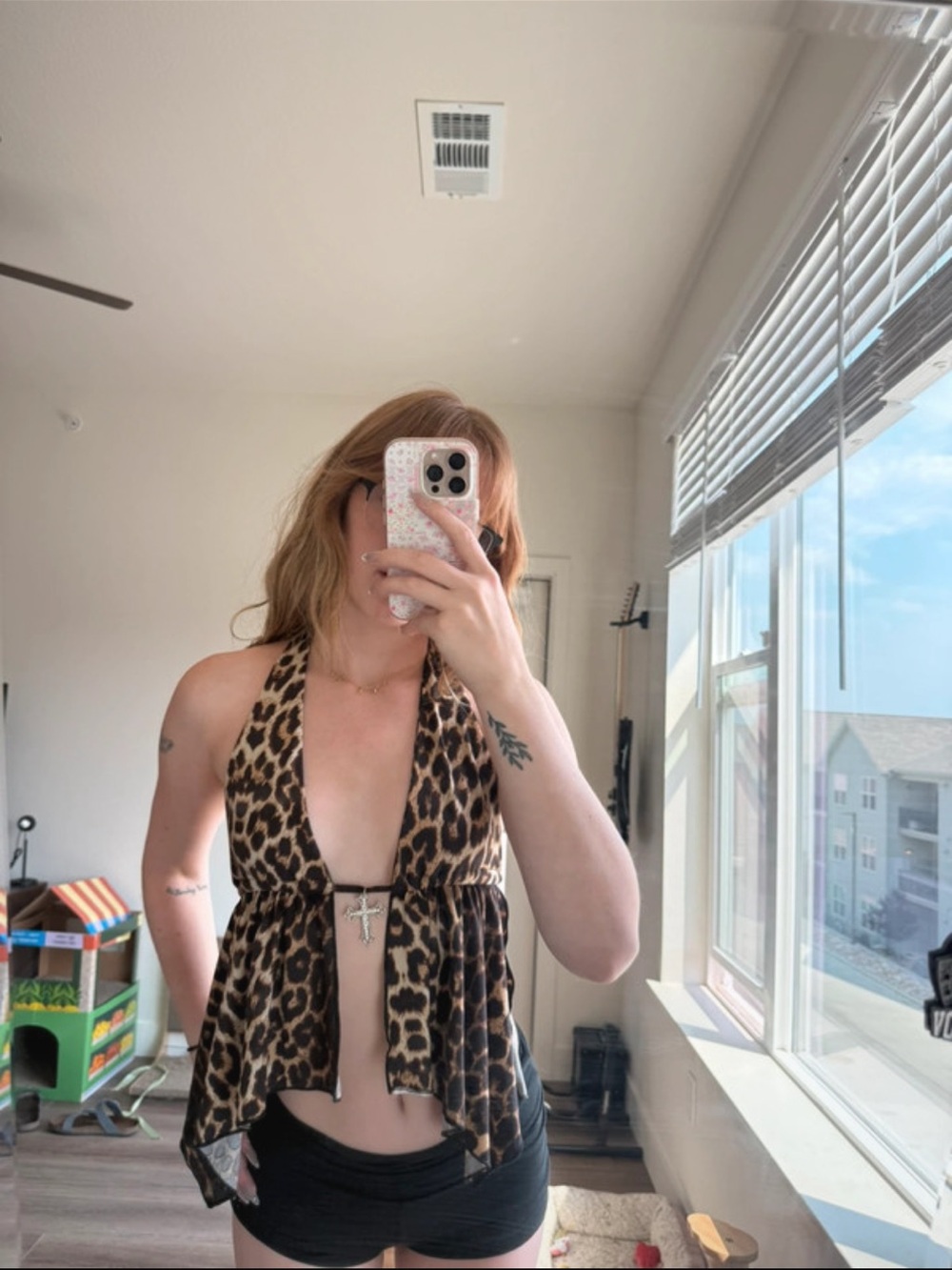 Leopard Halter Crop Top - Brown Animal Print